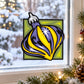 Colorful drop ornament vinyl sticker with stylized figure and sparkle stars