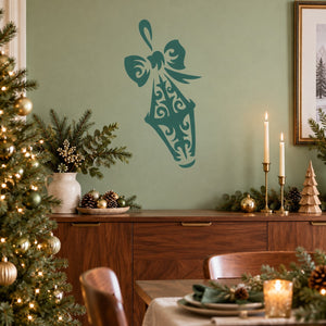 Teal diamond lamp–shaped ornament vinyl wall decal with ornate scrollwork