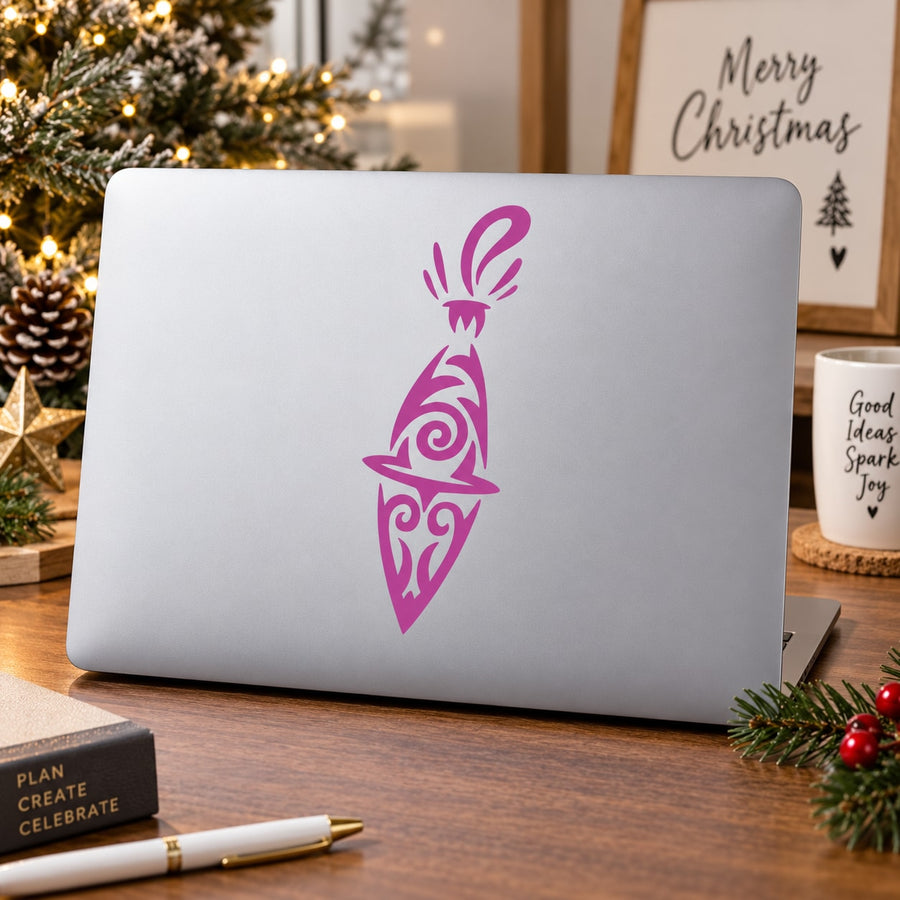 Purple abstract nut-shaped Christmas ornament vinyl wall decal with decorative top