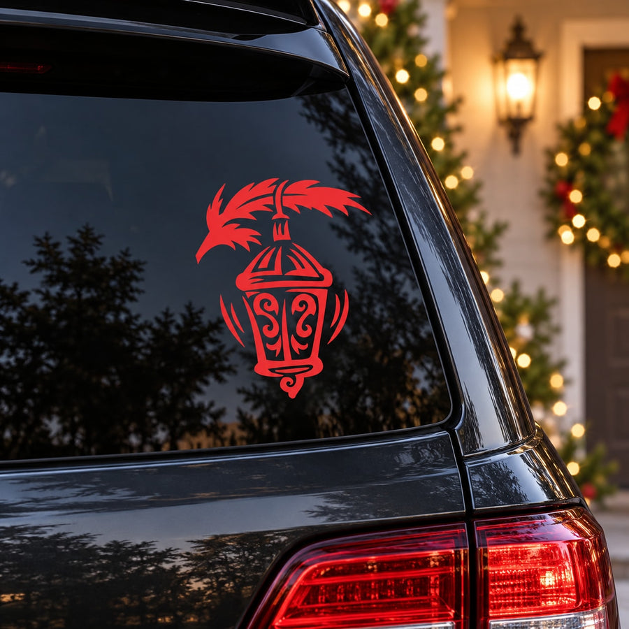 Red lamp-shaped Christmas vinyl decal ornament