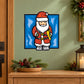 Santa cartoon wall decal vinyl sticker, die-cut with blue framed design