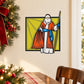 Die-cut Santa Claus vinyl wall decal, full figure with square background