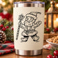 Stainless steel travel tumbler with Santa holding Christmas cane decal
