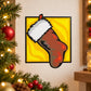 Colorful vinyl sticker with cartoon dog paw against yellow flames