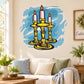 Three-candle Easter wall sticker with blue splash background and glowing flames