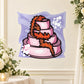 Wedding cake sticker with cartoon cake on lavender bow with pearl dots