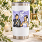 Wedding couple illustrated stainless steel tumbler with candlelight scene
