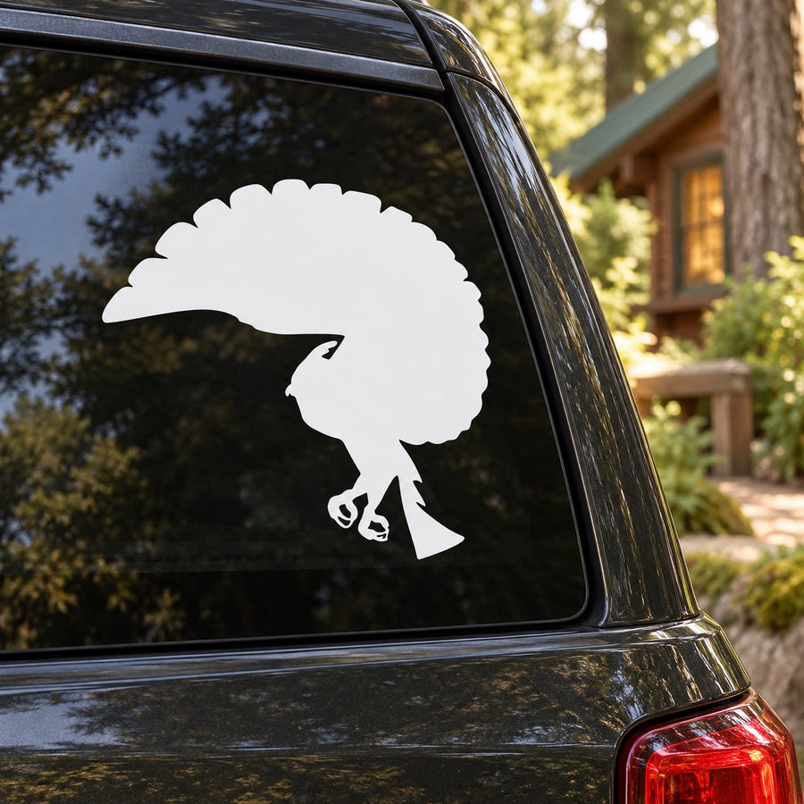 Horned owl wide-wings decal sticker for car window, white silhouette