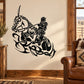 Black tribal horse and knight wall decal with stylized armor and head