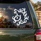 Horse head fractal decal, white vinyl sticker on car window