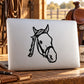 Horse head decal with bridle, black outline on a white background