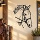 Black horse head decal with bridle and flowing mane