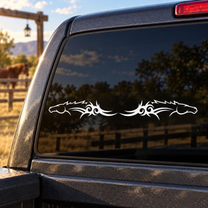 White double tribal horse head decal for car window, decorative graphic
