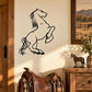 Rearing horse line-art decal with black outline