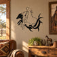 Black tribal-style horse wall decal with flowing lines and stylized mane