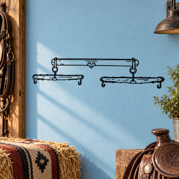 Horse slings decal with black outline line-art design, wall-mount style