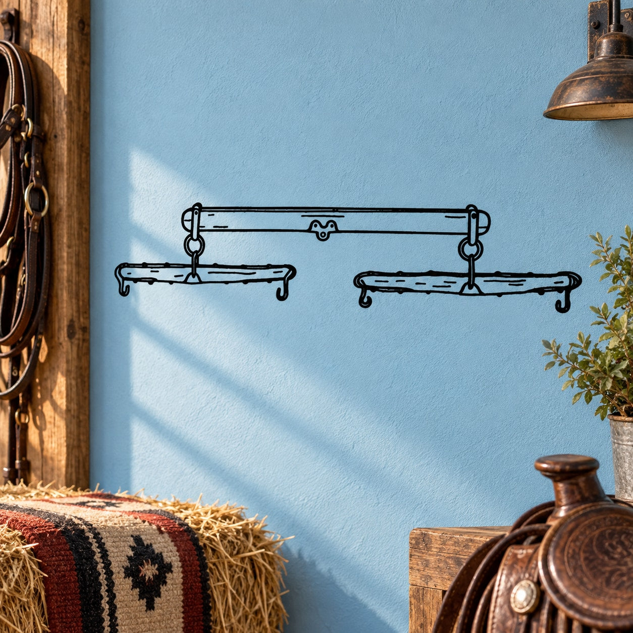 Horse slings decal with black outline line-art design, wall-mount style