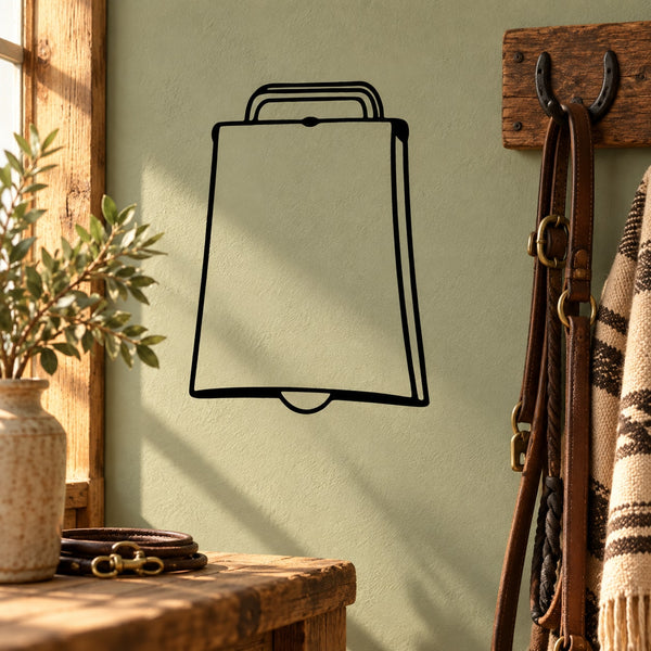 Horse neck bell decal, black outline hanging bell design