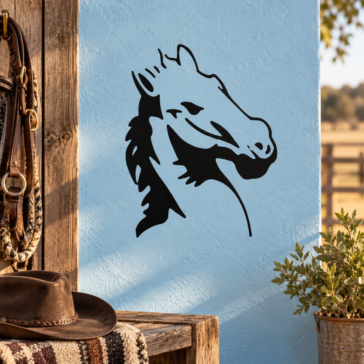 Adamant horse head decal, black outline silhouette