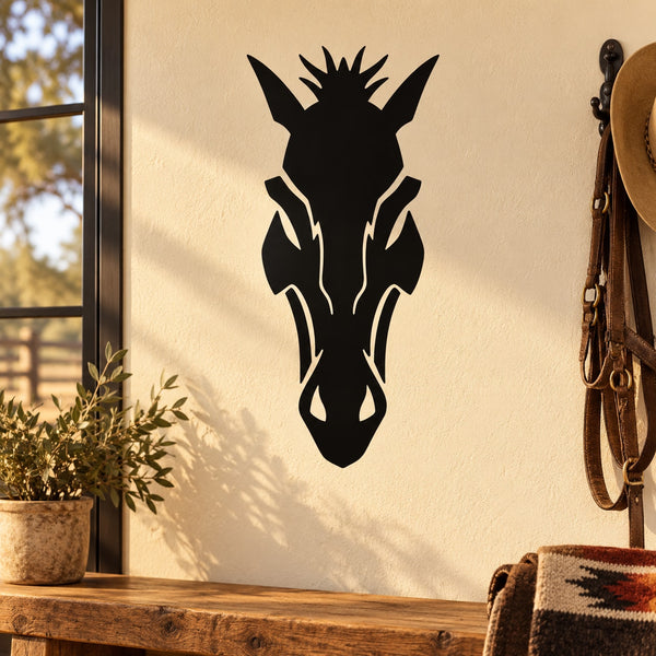 Charging horse head wall decal, black vinyl silhouette