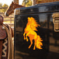 Fire mane horse sticker decal in orange and yellow on black background