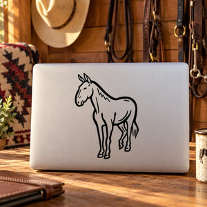 Horse decal with black outline on a white rectangular sheet
