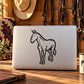Horse decal with black outline on a white rectangular sheet