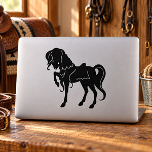 Standing pony pose decal with black silhouette of a standing pony on a light backing