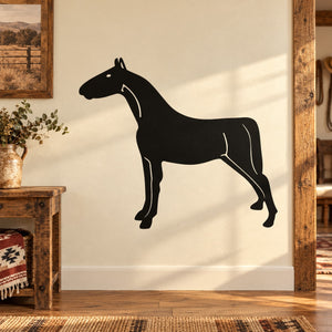Leaning-forward horse wall decal, black silhouette