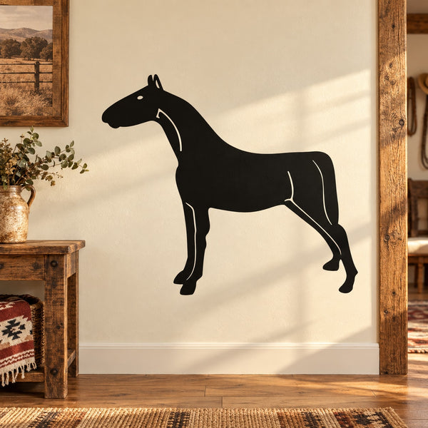 Leaning-forward horse wall decal, black silhouette