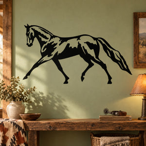 Walking horse decal with black horse silhouette