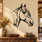 Horse head wall decal, black line art silhouette