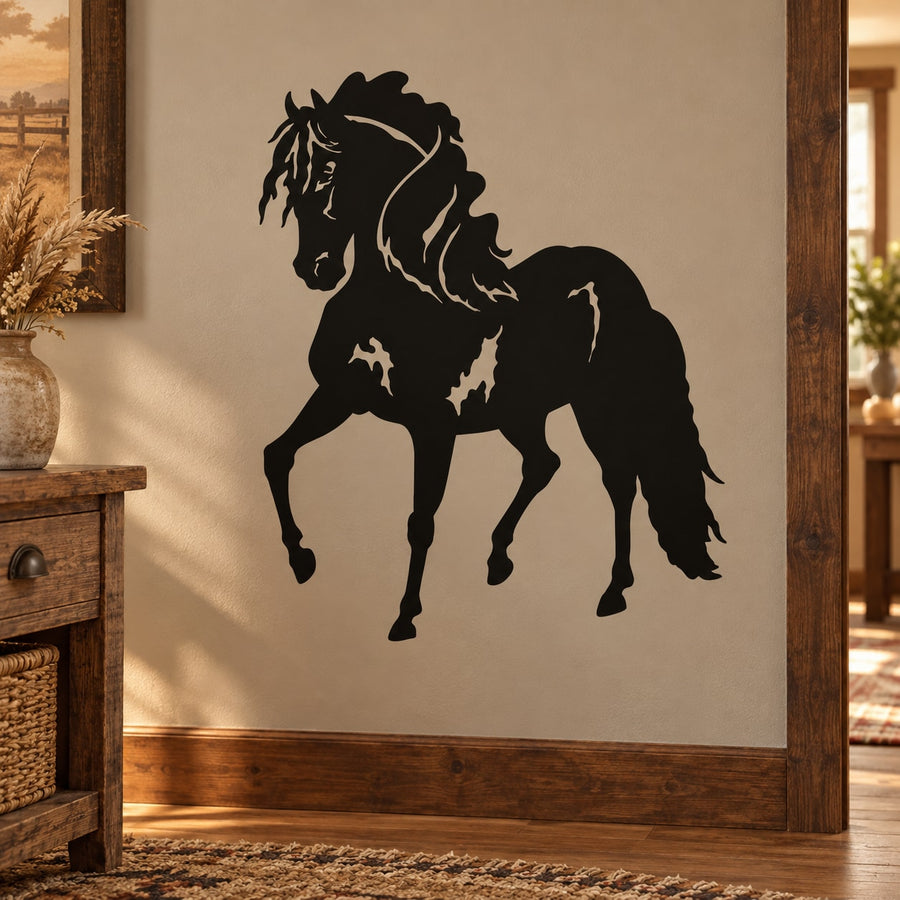Black horse pony canter walk wall decal silhouette