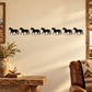 Row of seven black horse silhouettes decal