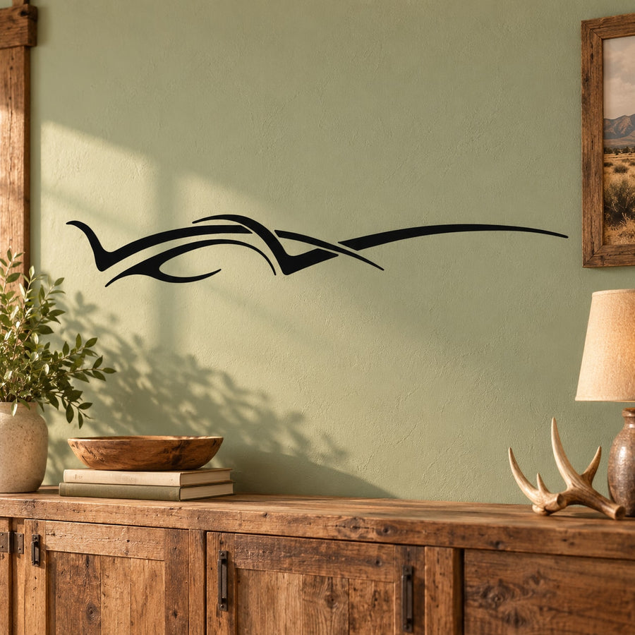 Black razor lines whip wall decal