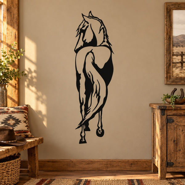 Arabian horse decal with rear-facing black silhouette