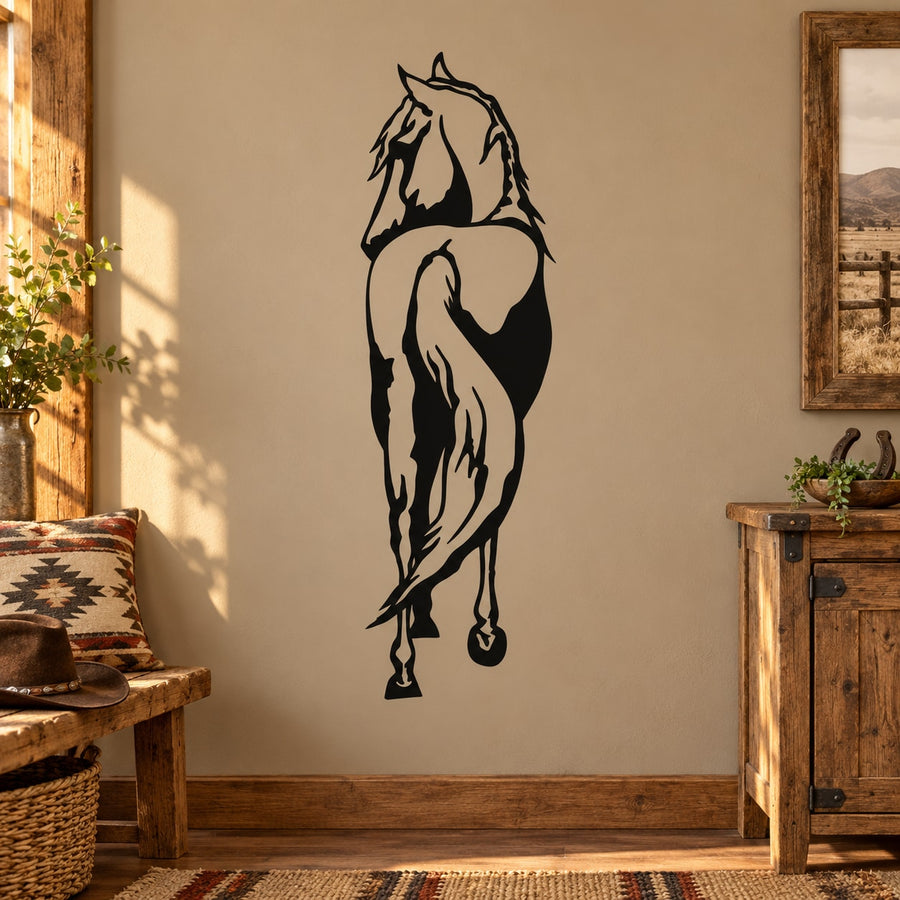 Arabian horse decal with rear-facing black silhouette