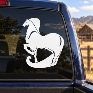 White horse head and curled tail decal sticker for car windows