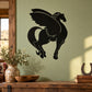 Black pegasus decal of a proud standing winged horse on a wall