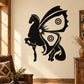 Black horse wall decal with large butterfly wings and ornate eye details