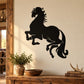 Black galloping horse wall decal with detailed silhouette and flowing mane