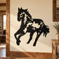 Running stallion wall decal, black horse silhouette with motion lines