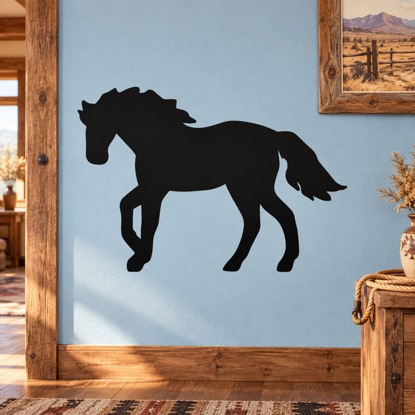 Thoroughbred horse silhouette decal, black wall sticker
