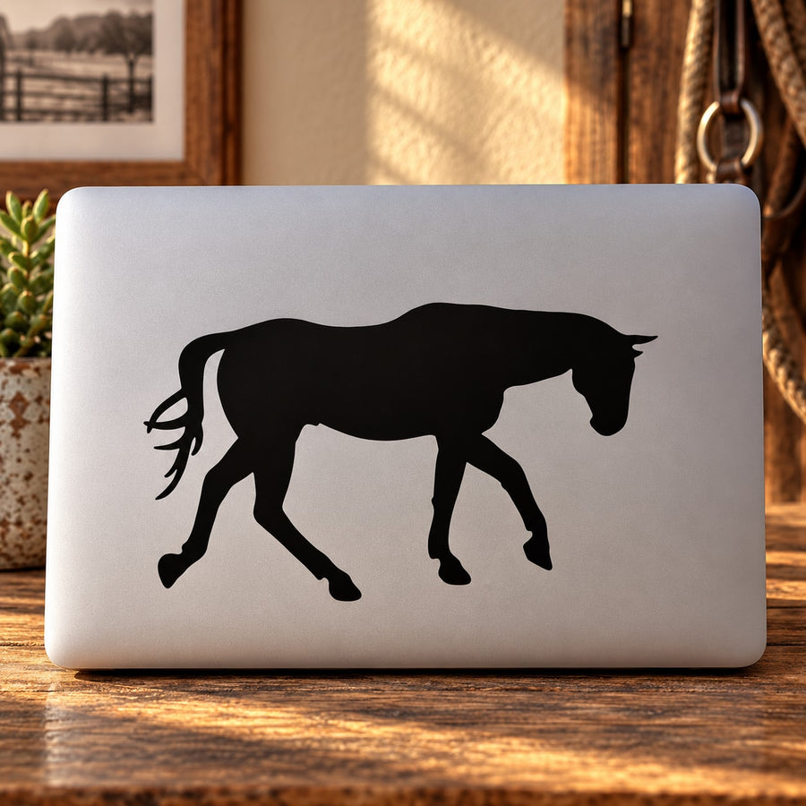 Cleveland Bay horse decal with black walking silhouette
