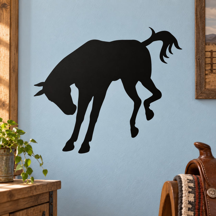 Hind kicking horse wall decal with black silhouette