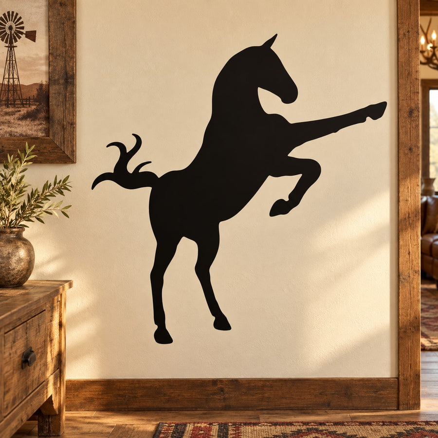 Standing stallion decal, black horse silhouette for wall decor