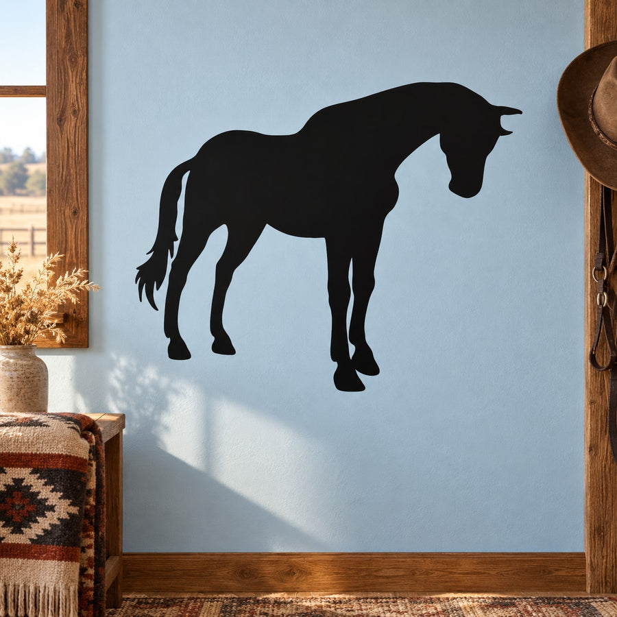 Standing horse decal with a black silhouette