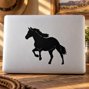 Black horse silhouette decal with flowing mane and tail