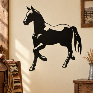 Black horse walking silhouette wall decal