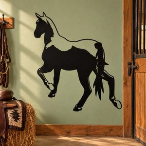 Black horse walking away wall decal silhouette